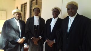 From left: Lawyers Abdoulie Fatty, Neneh M.C Cham, Salieu Taal, and Gaye Sowe.