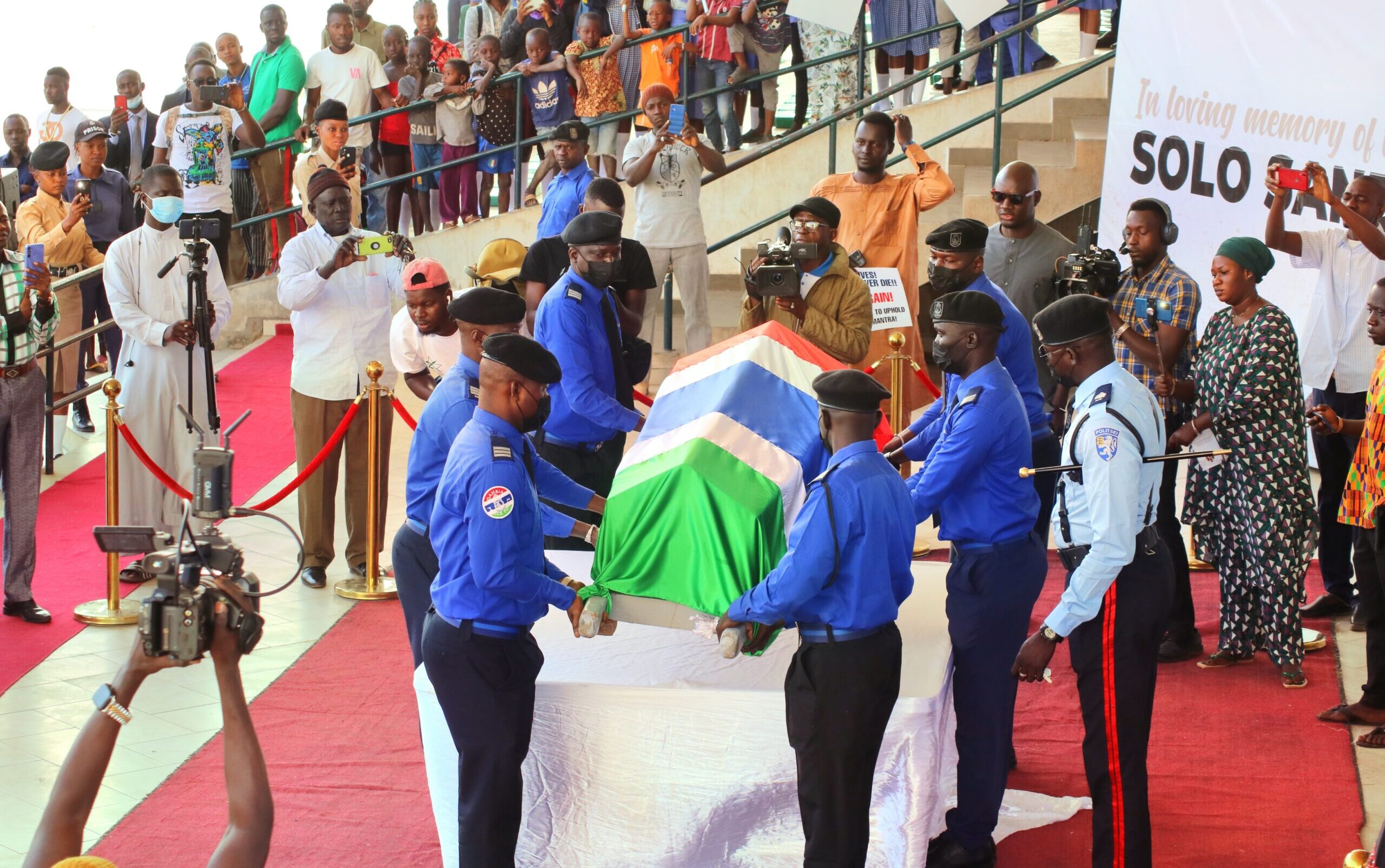 The state funeral ceremony for political activist Solo Sandeng in Banjul on January 9, 2023. He was later buried at his Serekunda home.
Photo Credit: Sanna Camara